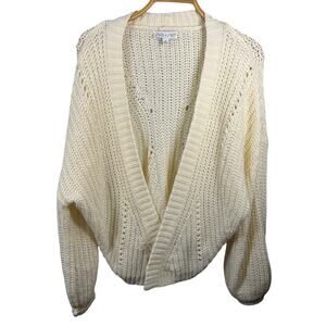 She + Sky Open Front Knit Cardigan Sweater Ivory M